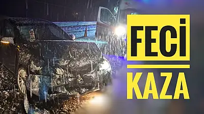 Karlı yolda feci kaza