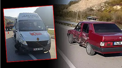 Yolcu minibüsü otomobille çarpıştı