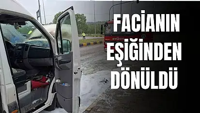 Minübüs alev aldı