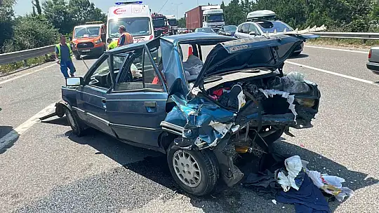 Anadolu Otoyolu'nda iki otomobil çarpıştı: 5'i çocuk 8 yaralı