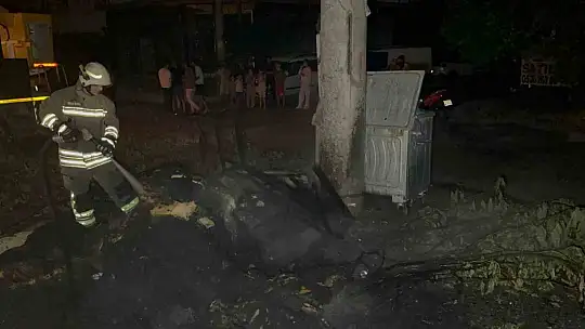Anız yangını 20 bin nüfuslu mahallenin elektriğini kesti