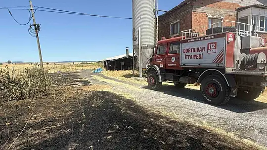 Anız yangını çiftliğe sıçramadan söndürüldü
