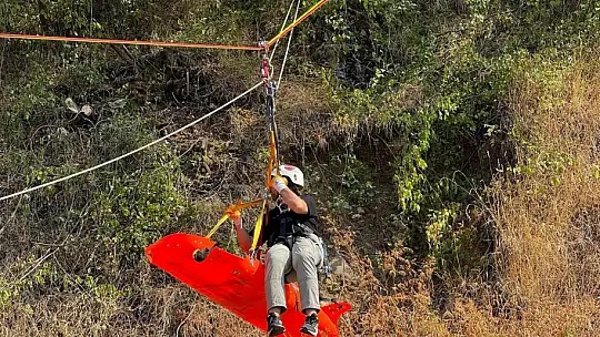 Arama kurtarma ekibine havai hat ip eğitimi verildi