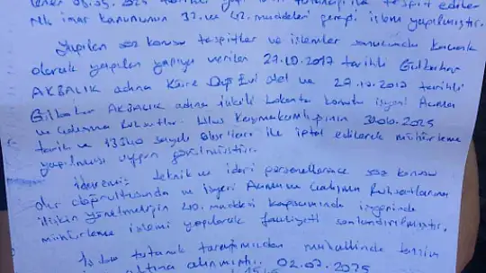 Küre Evi isimli turistik tesis mühürlendi
