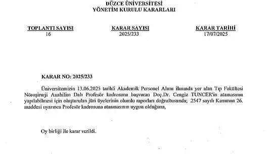 Başhekimi Cengiz Tuncer profesörlük unvanı aldı