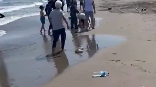 Boğulma tehlikesi geçiren 3 çocuk ve anneyi cankurtaranlar kurtardı
