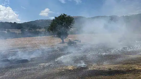 Bolu'da balya makinesinden çıkan kıvılcımlar yangına neden oldu