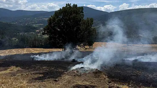 Bolu'da balya makinesinden çıkan kıvılcımlar yangına neden oldu