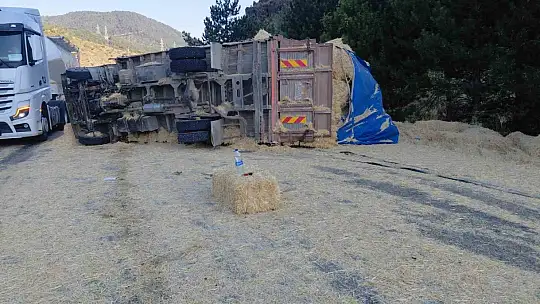 İki kamyon kafa kafaya çarpıştı: Samanlar yola saçıldı, 2 yaralı