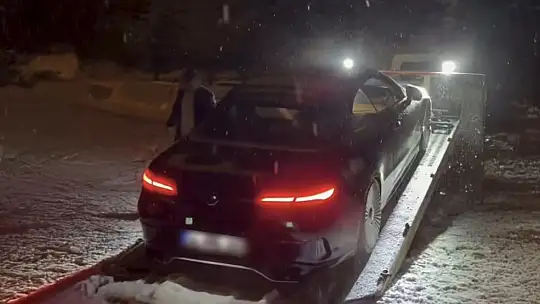 Bolu'da karla kaplı tesiste 'drift' keyfi pahalıya patladı