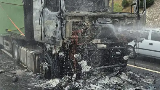 Bolu'da seyir halindeki tır alevlere teslim oldu