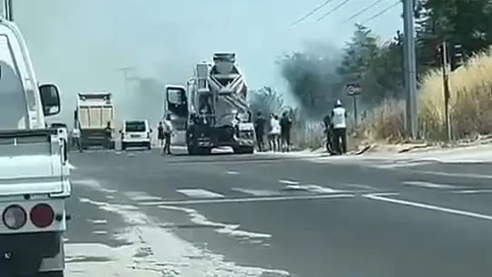 Bolu'da yol kenarına atılan sigara izmariti, kuru otları yaktı