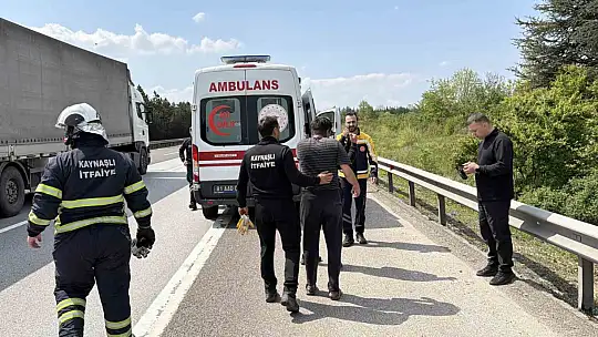 Cam yüklü tırda yangın paniği