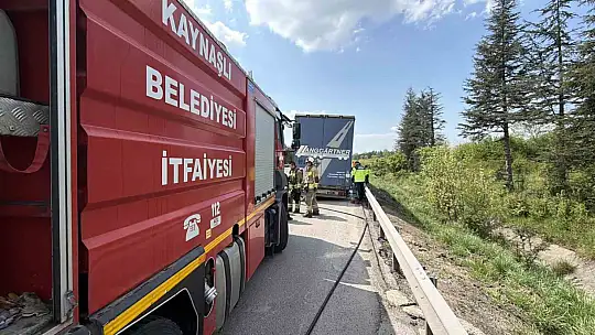 Cam yüklü tırda yangın paniği