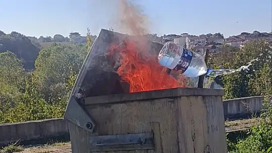 Çöp konteynerinde çıkan yangını mahalleli söndürdü