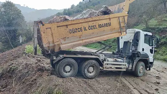 Cumayeri'nde heyelan bölgesinde çalışma sürüyor