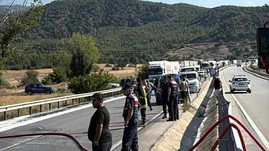 D100'de seyir halindeki tır alev alev yandı