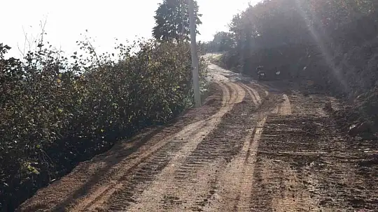 Düzce'de kayan köy yoluna müdahale edildi