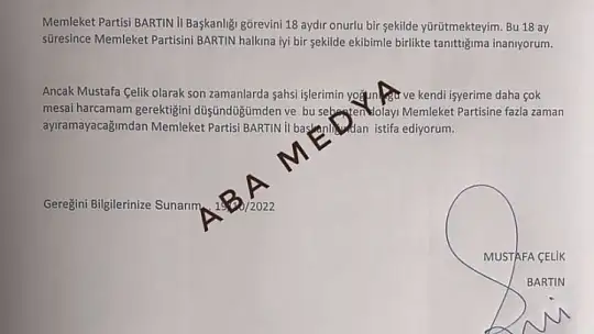 İl Başkanından şok istifa