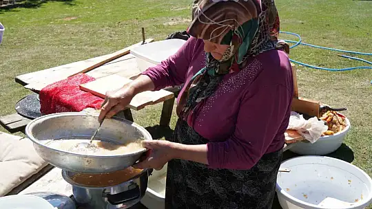 Kadınların kış mesaisi başladı: Elmalar kazanlarda pekmeze dönüşüyor