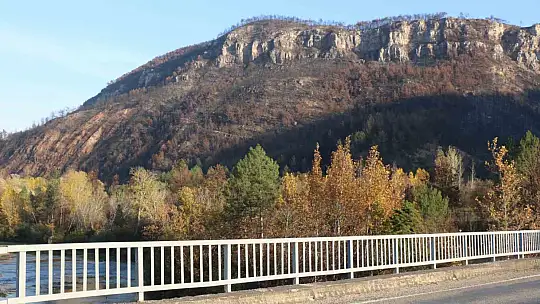 Karabük'te yanan ağaçlarla sonbahar renkleri aynı kadrajda görüntülendi