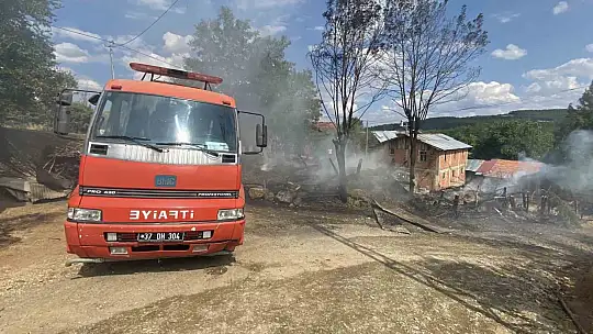 Kastamonu'da alevlere teslim olan samanlık ve balyalar küle döndü