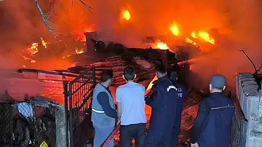 Kastamonu'da iki katlı ahşap ev yandı, iki büyükbaş hayvan telef oldu