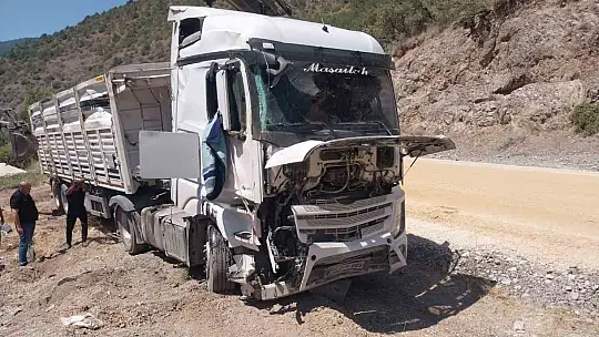 Kömür yüklü tır devrildi: Sürücünün burnu bile kanamadı