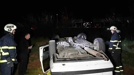 Kontrolden çıkan otomobil 40 metre yükseklikten tarlaya uçtu