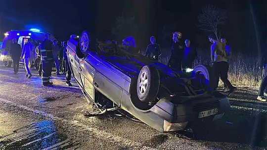 Kontrolden çıkan otomobil takla atıp ters döndü: 1'i çocuk 4 yaralı