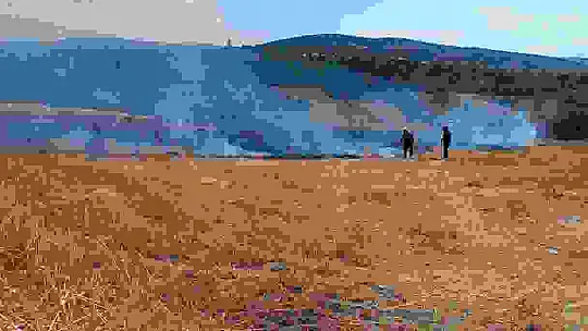 Korkutan anız yangını havadan ve karadan müdahaleyle kontrol altına alındı