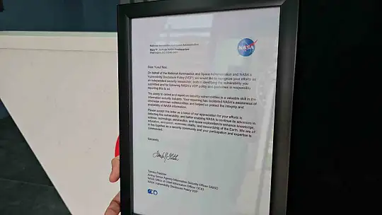 NASA'nın güvenlik açığını tespit eden BEUN öğrencisine takdir mektubu