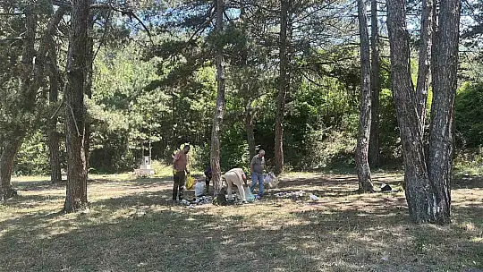 Ormana atılan cam şişeler hayrete düşürdü: Duyarsız kalmayan vatandaşlar tek tek topladı
