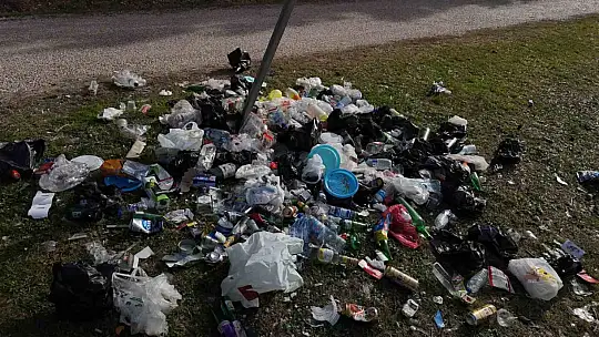 Ormanlık alanda çöp yığınları