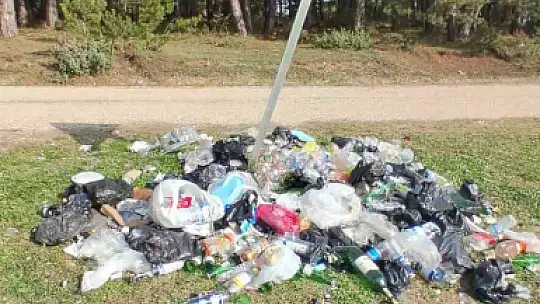 Ormanlık alanda çöp yığınları