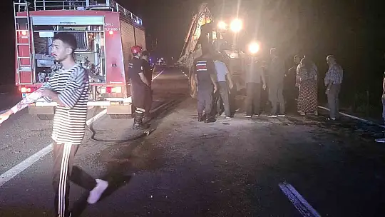 Otomobil karayoluna çıkan 3 mandaya çarptı: 1'i ağır, 2 yaralı