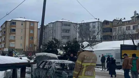 Park halindeki otomobil alev alev yandı