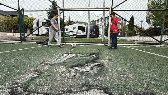 Parktaki halı sahayı, tarlaya çevirdiler