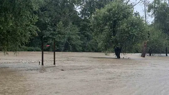 Sağanak yağış Bartın Irmağı'nı taşırdı