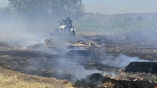 Saman balyası yangını ormana sıçradı