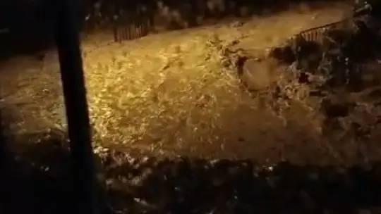 Sel afetinin yaşandığı Cide'de derenin taştığı anlar kamerada