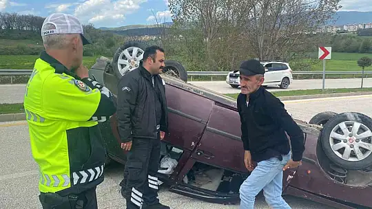 Takla atan araçta burnu bile kanamadı