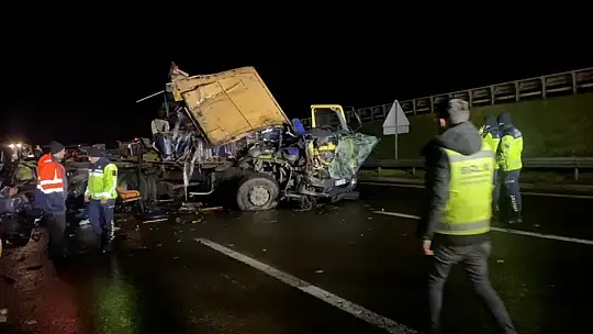 TEM'de mobilya yüklü kamyon ile tır çarpıştı: 1 yaralı