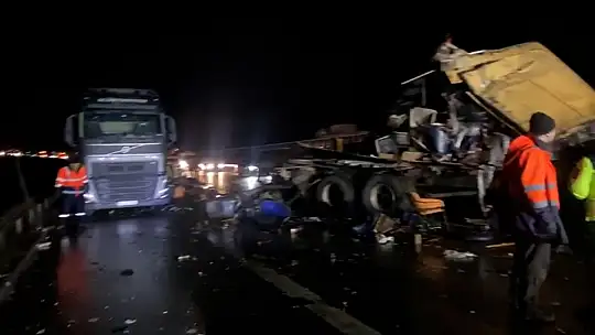 TEM'de mobilya yüklü kamyon ile tır çarpıştı: 1 yaralı