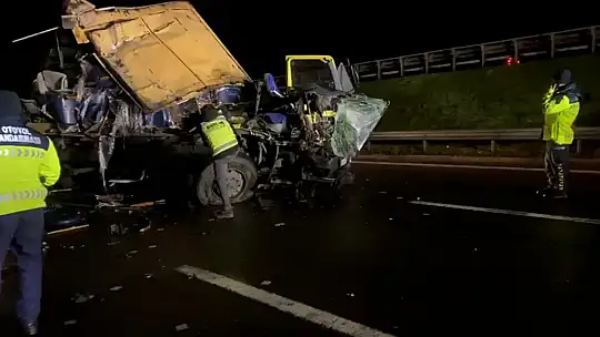 TEM'de mobilya yüklü kamyon ile tır çarpıştı: 1 yaralı