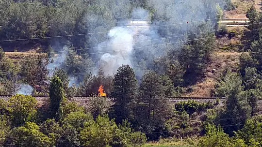 Tren raylarında çıkan yangın büyümeden söndürüldü