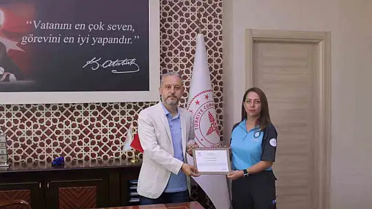 Yangında görev alan UMKE ekibine teşekkür belgesi