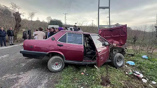 Yoldan çıkan otomobil elektrik direğine çarptı: 2 yaralı