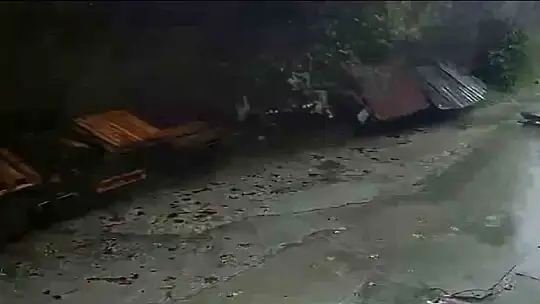 Zonguldak'ta istinat duvarının çöktüğü anlar kamerada: Köpekler telef oldu, 2 araç enkaz altında kaldı