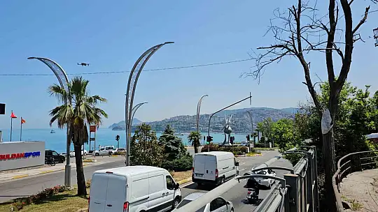Zonguldak'ta trafikte bayram öncesi dronlu denetim